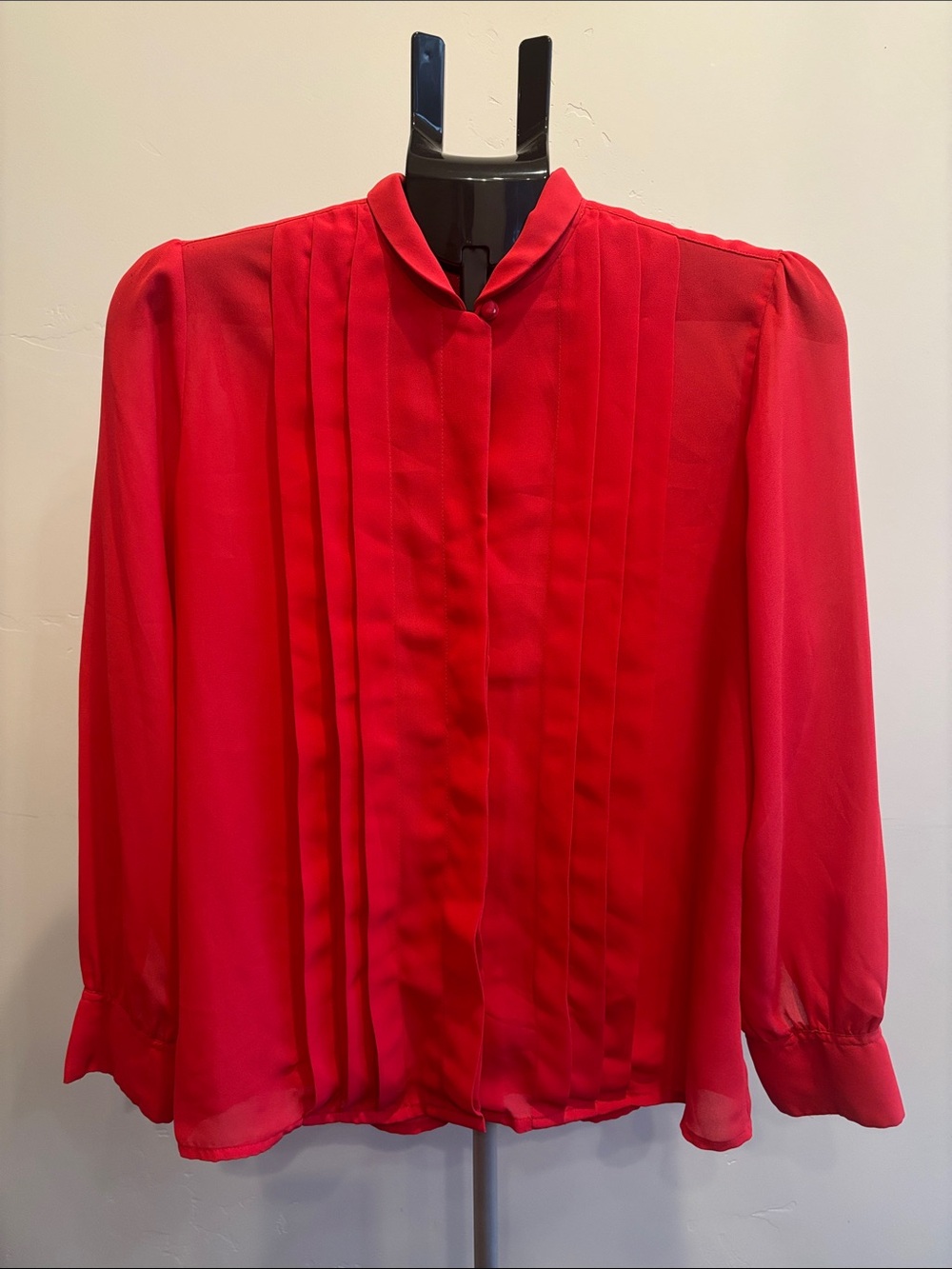 Vintage Ann Chabrol Sheer Pleated Puff Sleeve Blouse